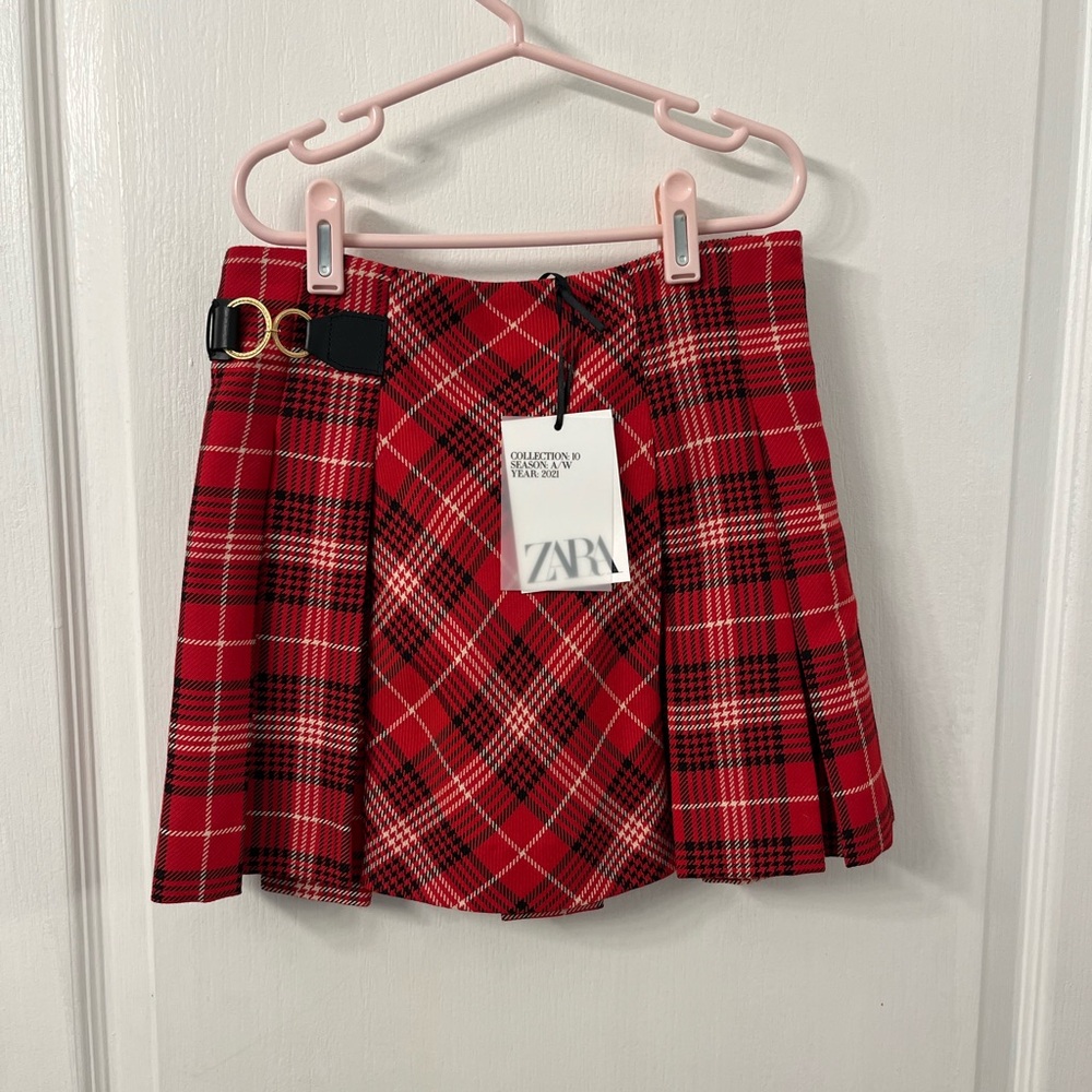 NWT - Zara Red Plaid Kids Skirt size 9